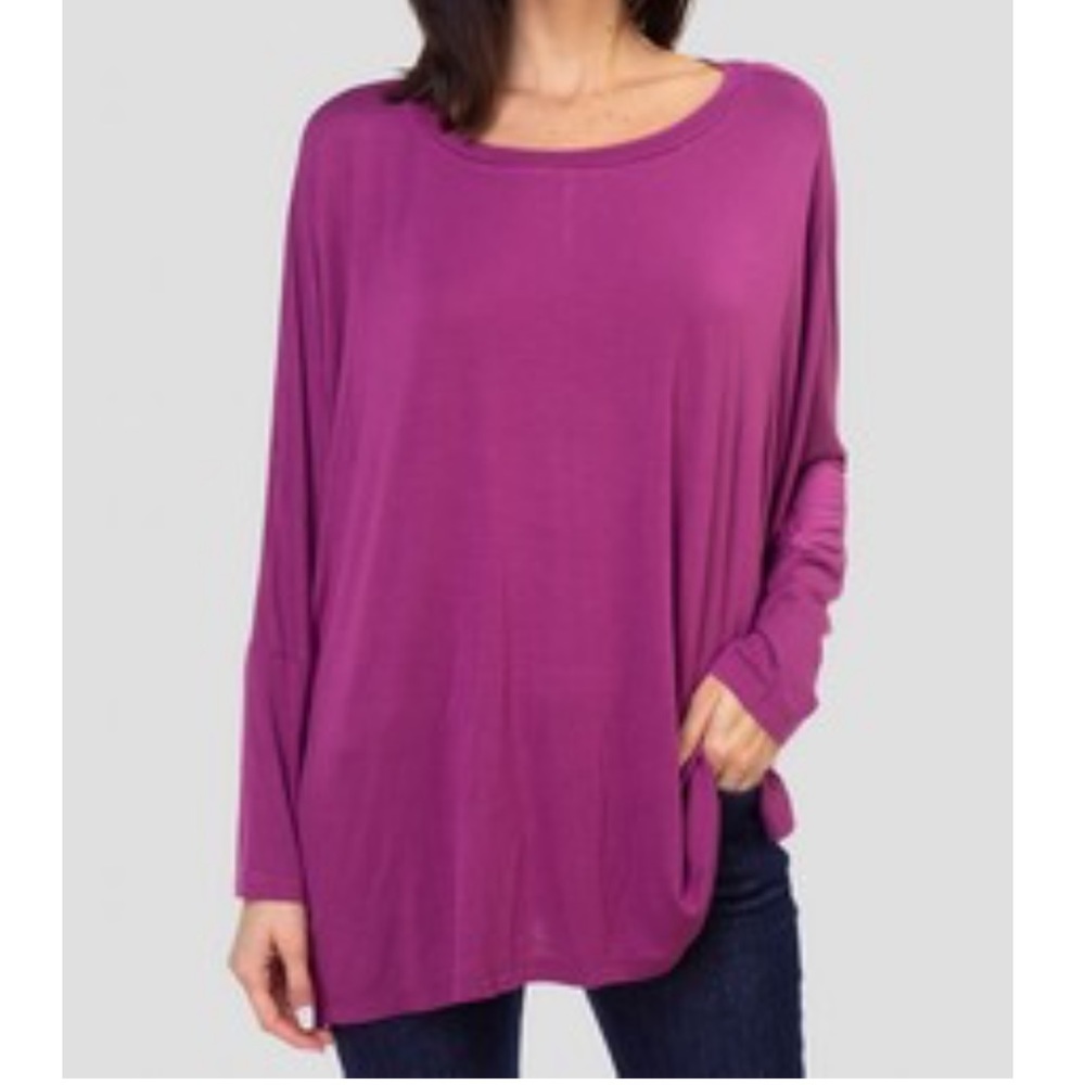 Plum Dolman Sleeve Oversized Tunic Top